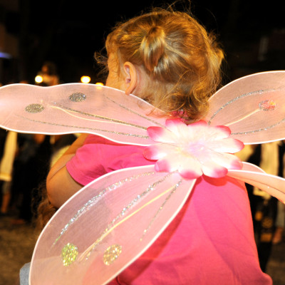 notte rosa misano sfilata persona ali dorso